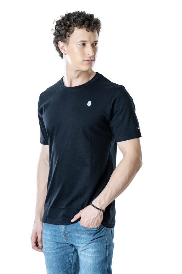 DF Basics Men's 100% Cotton Round Neck T-Shirt for Casual Comfort - Black - Image 2