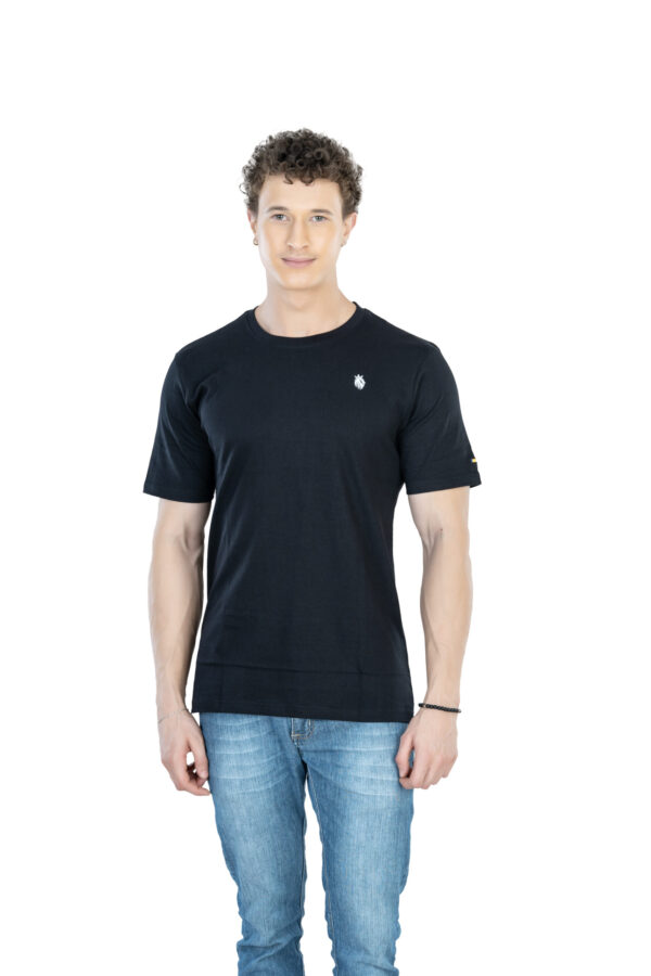 DF Basics Men's 100% Cotton Round Neck T-Shirt for Casual Comfort - Black - Image 4