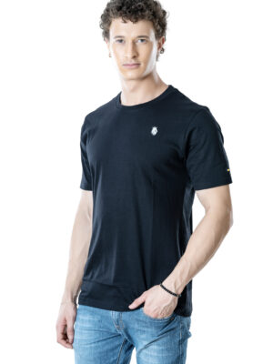 DF Basics Men's 100% Cotton Round Neck T-Shirt for Casual Comfort - Black
