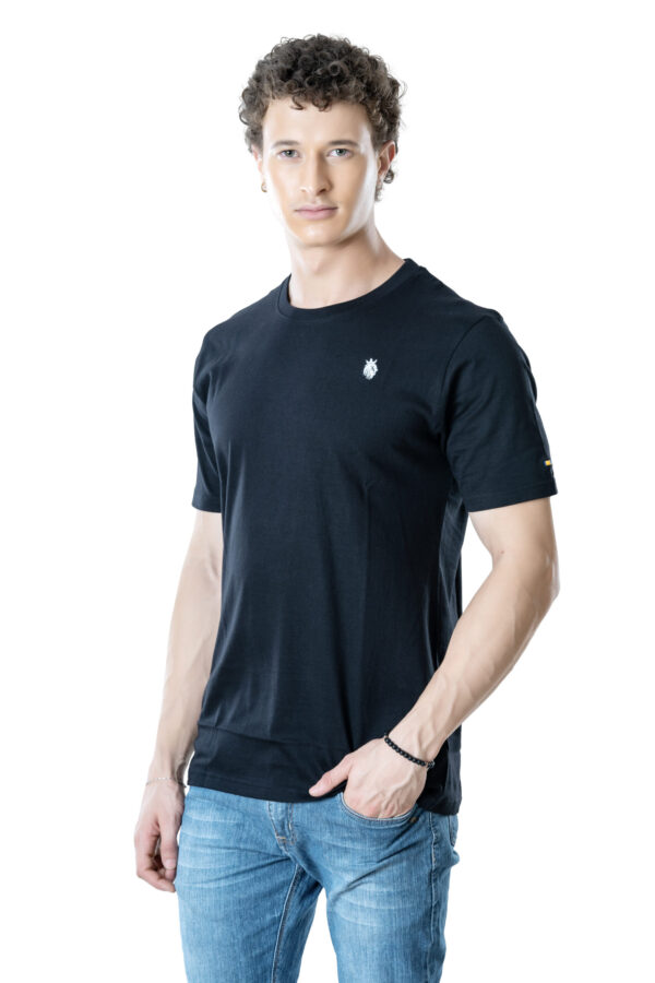 DF Basics Men's 100% Cotton Round Neck T-Shirt for Casual Comfort - Black