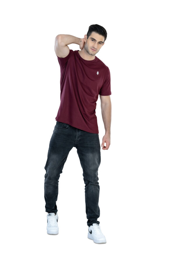 DF Basics Men's 100% Cotton Round Neck T-Shirt for Casual Comfort - Burgundy - Image 6