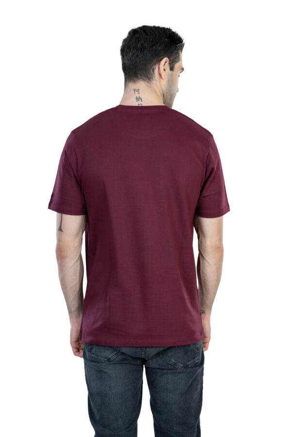 DF Basics Men's 100% Cotton Round Neck T-Shirt for Casual Comfort - Burgundy - Image 5