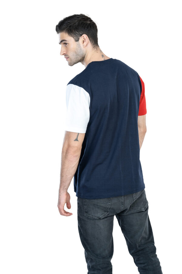 DF Basics: Men's 100% Cotton Round Neck T-Shirt for Casual Comfort - Red, Navy Blue & White Shirt - Image 5