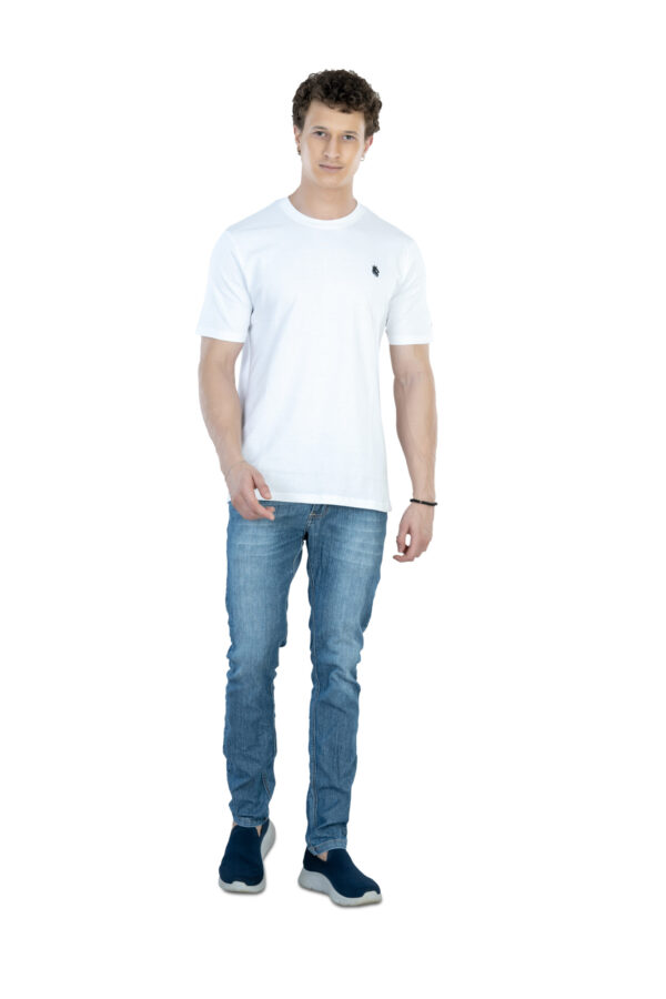 DF Basics Men's 100% Cotton Round Neck T-Shirt for Casual Comfort - White - Image 5