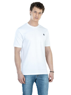 DF Basics Men's 100% Cotton Round Neck T-Shirt for Casual Comfort - White
