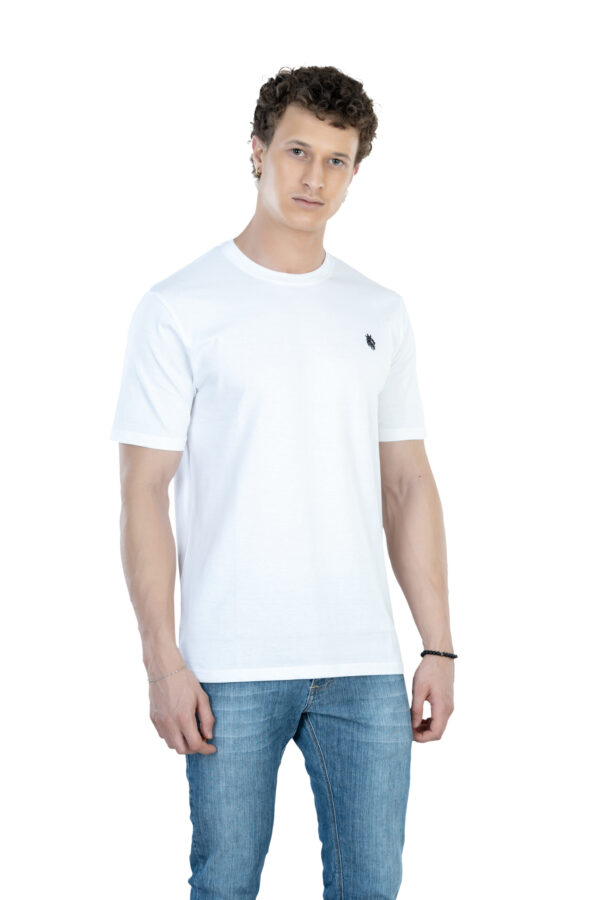 DF Basics Men's 100% Cotton Round Neck T-Shirt for Casual Comfort - White