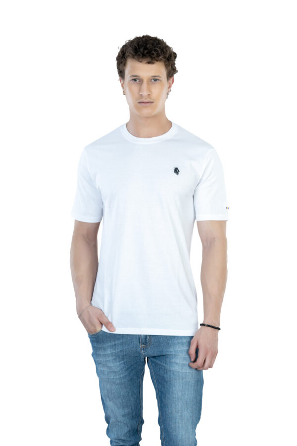 DF Basics Men's 100% Cotton Round Neck T-Shirt for Casual Comfort - White - Image 2