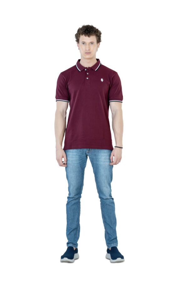DF Classic Comfort Men's 100% Cotton Polo - Burgundy - Image 5