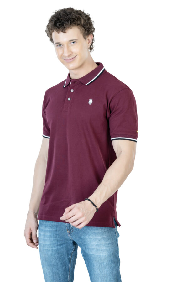 DF Classic Comfort Men's 100% Cotton Polo - Burgundy - Image 2
