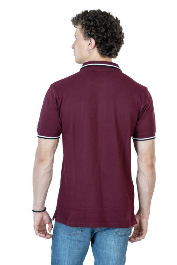 DF Classic Comfort Men's 100% Cotton Polo - Burgundy - Image 4