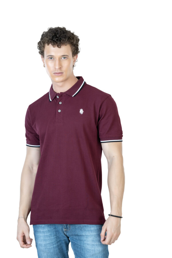 DF Classic Comfort Men's 100% Cotton Polo - Burgundy - Image 6