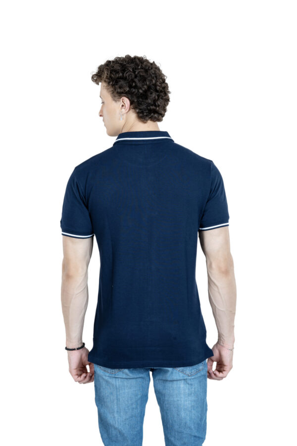 DF Classic Comfort Men's 100% Cotton Polo - Navy Blue - Image 6