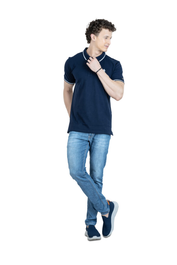 DF Classic Comfort Men's 100% Cotton Polo - Navy Blue - Image 5