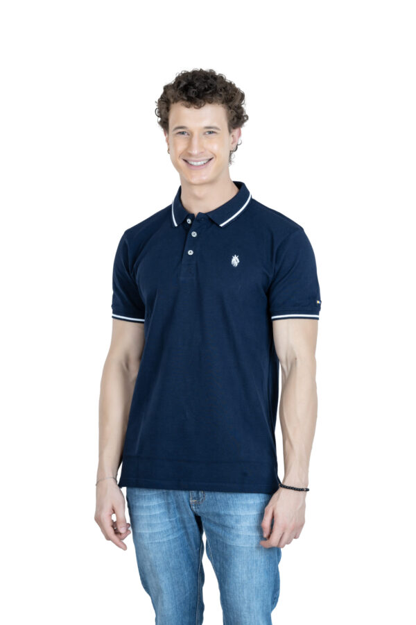 DF Classic Comfort Men's 100% Cotton Polo - Navy Blue - Image 4