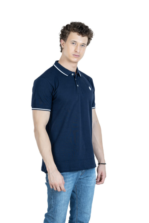 DF Classic Comfort Men's 100% Cotton Polo - Navy Blue - Image 3