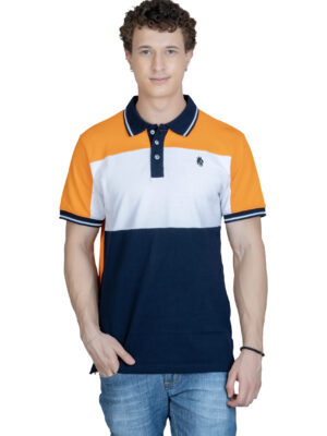 DF Classic Comfort Men's 100% Cotton Polo - Orange white blue