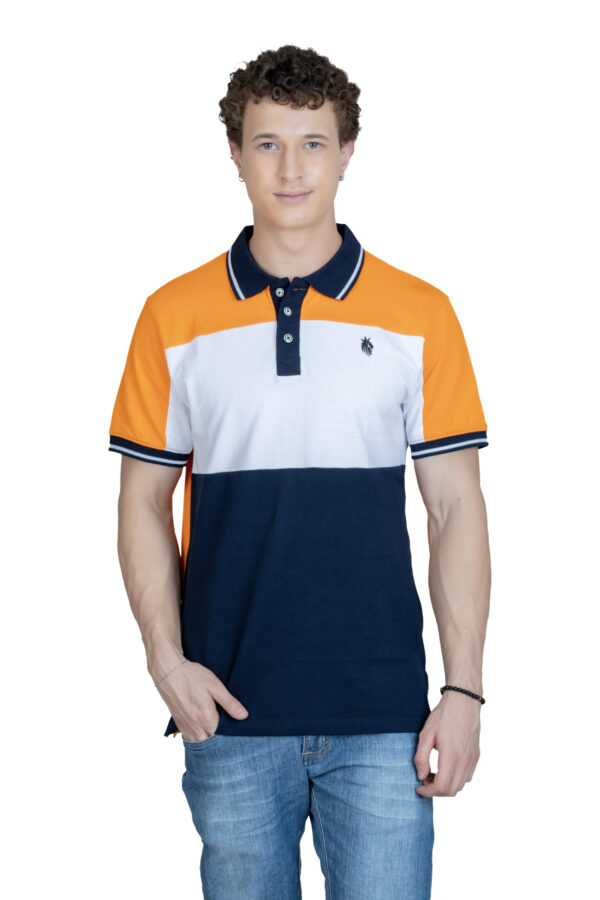 DF Classic Comfort Men's 100% Cotton Polo - Orange white blue