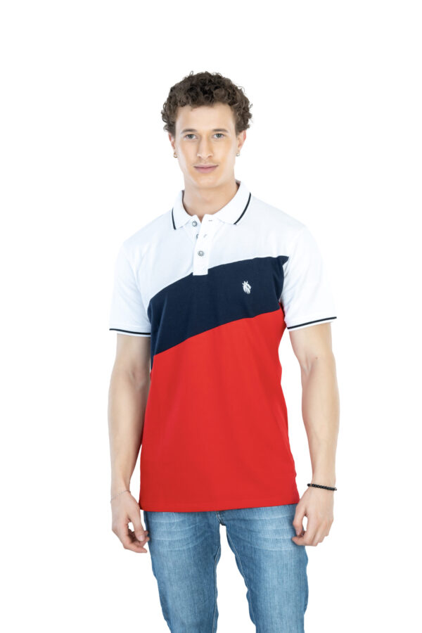 DF Classic Comfort Men's 100% Cotton Polo - Red white blue - Image 4