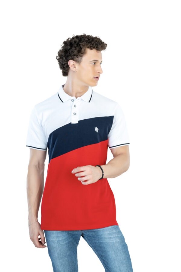 DF Classic Comfort Men's 100% Cotton Polo - Red white blue - Image 3