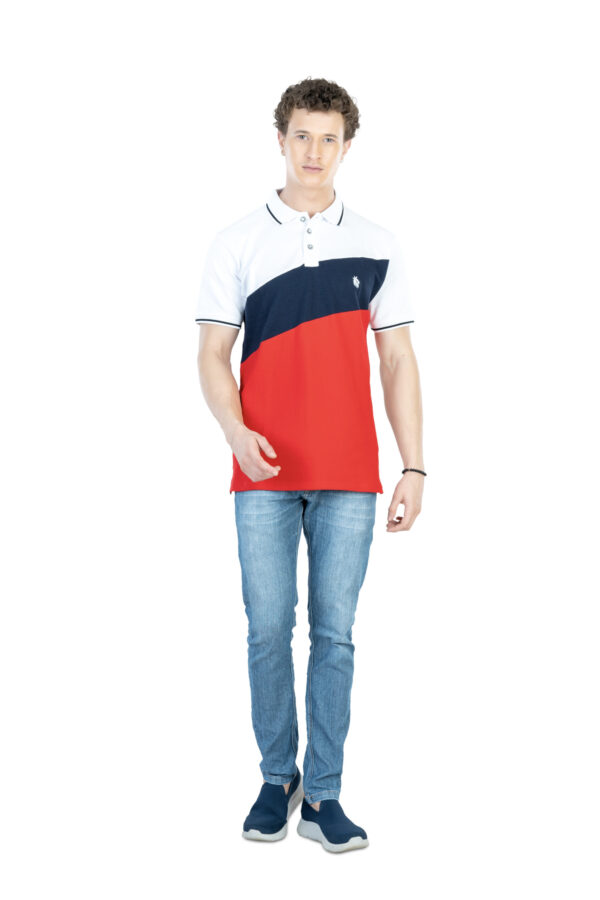 DF Classic Comfort Men's 100% Cotton Polo - Red white blue - Image 6