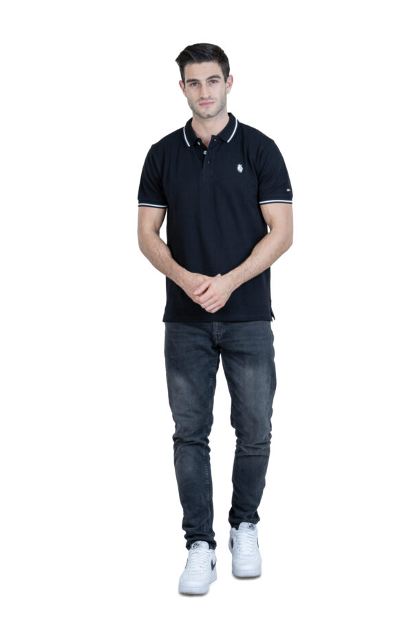 DF Classic Comfort: Men's 100% Cotton Polo Shirt - Black - Image 5