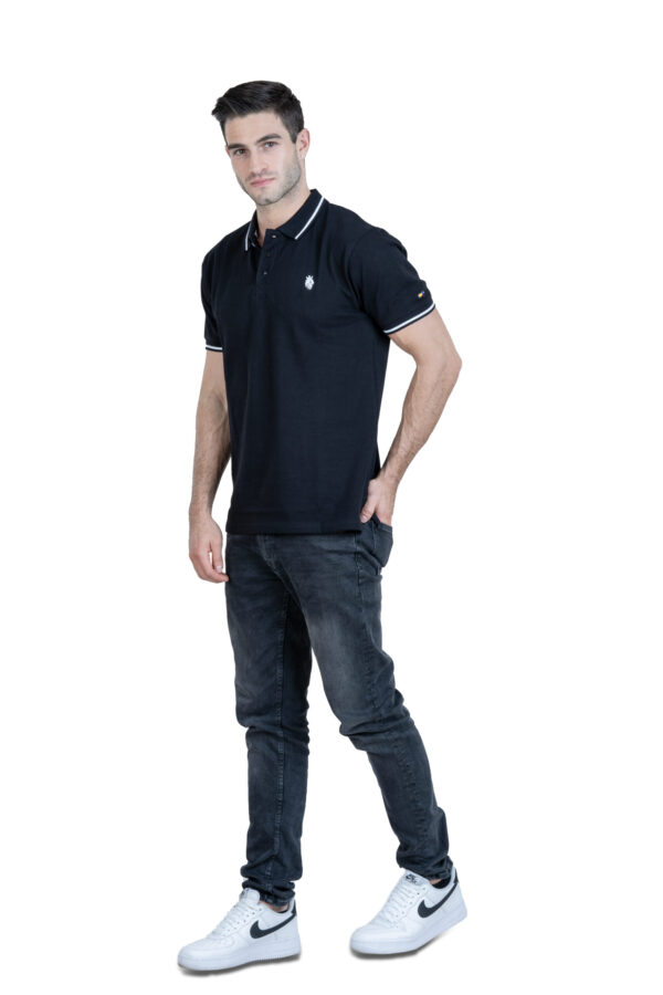 DF Classic Comfort: Men's 100% Cotton Polo Shirt - Black - Image 4
