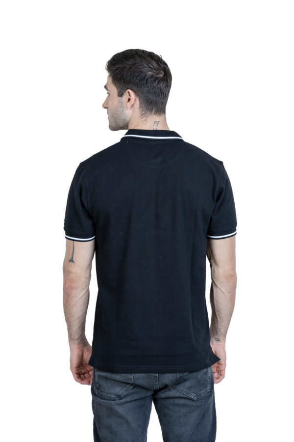 DF Classic Comfort: Men's 100% Cotton Polo Shirt - Black - Image 3