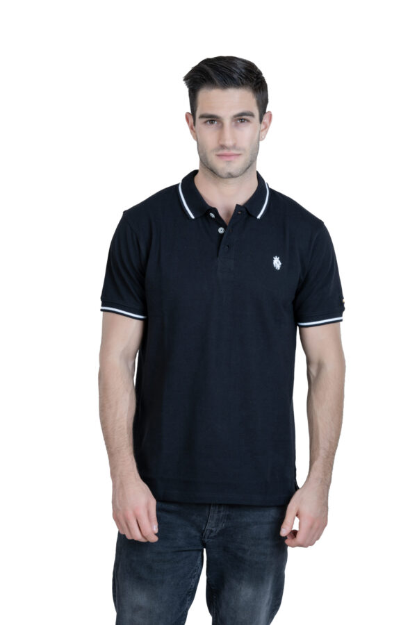 DF Classic Comfort: Men's 100% Cotton Polo Shirt - Black - Image 6