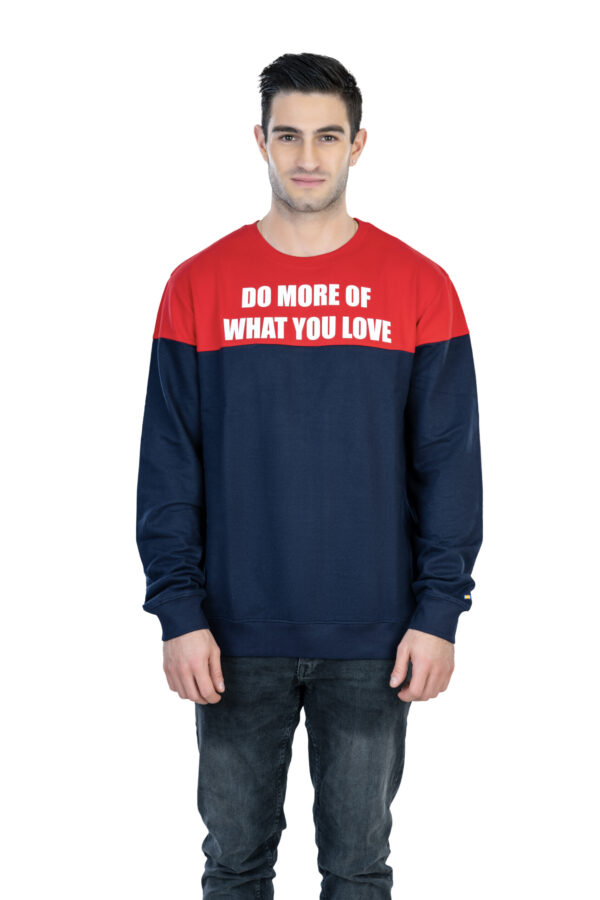 DF Cozy Comfort, Unisex Style 100% Cotton Sweatshirt for All-Day Relaxation - Red & Navvy Blue - Image 6