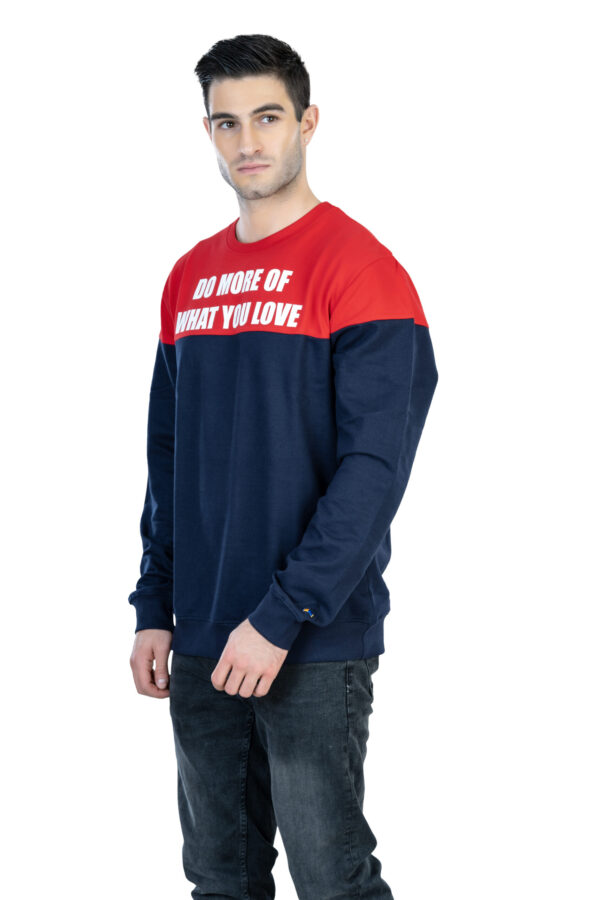 DF Cozy Comfort, Unisex Style 100% Cotton Sweatshirt for All-Day Relaxation - Red & Navvy Blue - Image 4