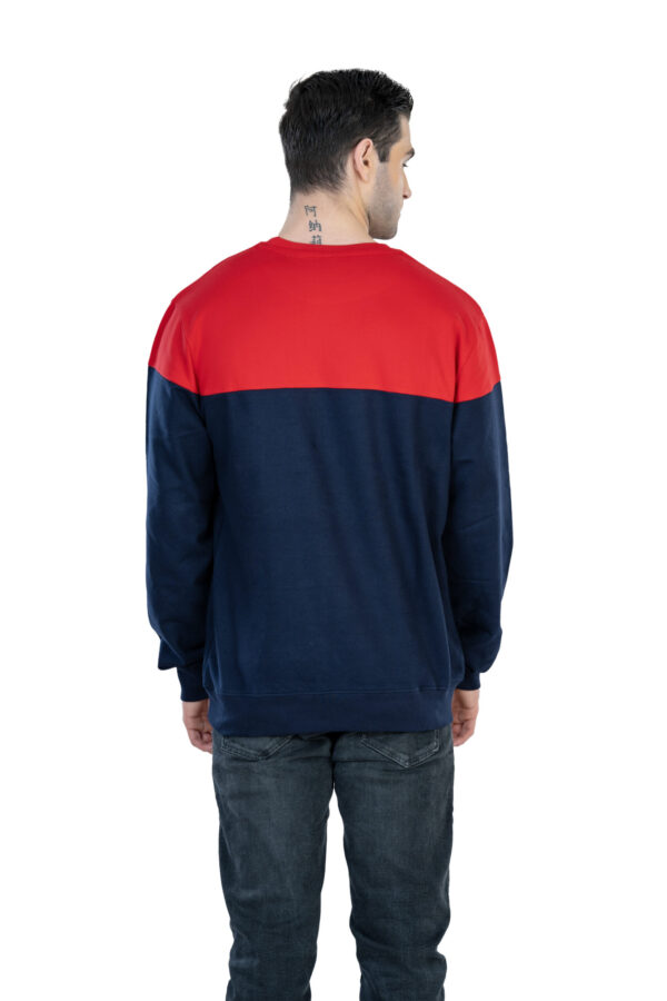 DF Cozy Comfort, Unisex Style 100% Cotton Sweatshirt for All-Day Relaxation - Red & Navvy Blue - Image 3