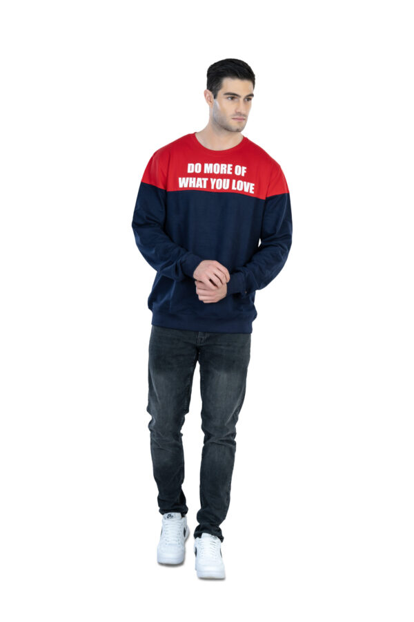 DF Cozy Comfort, Unisex Style 100% Cotton Sweatshirt for All-Day Relaxation - Red & Navvy Blue - Image 2
