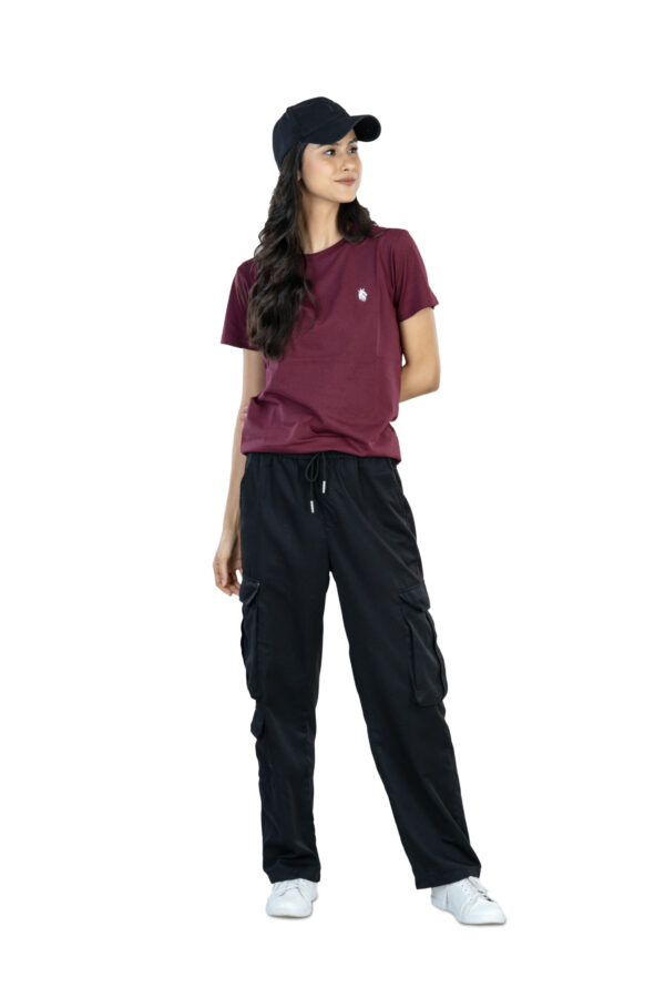 Effortless Elegance Women's 100% Cotton Round Neck T-Shirt for Casual Chic - Burgundy - Image 4