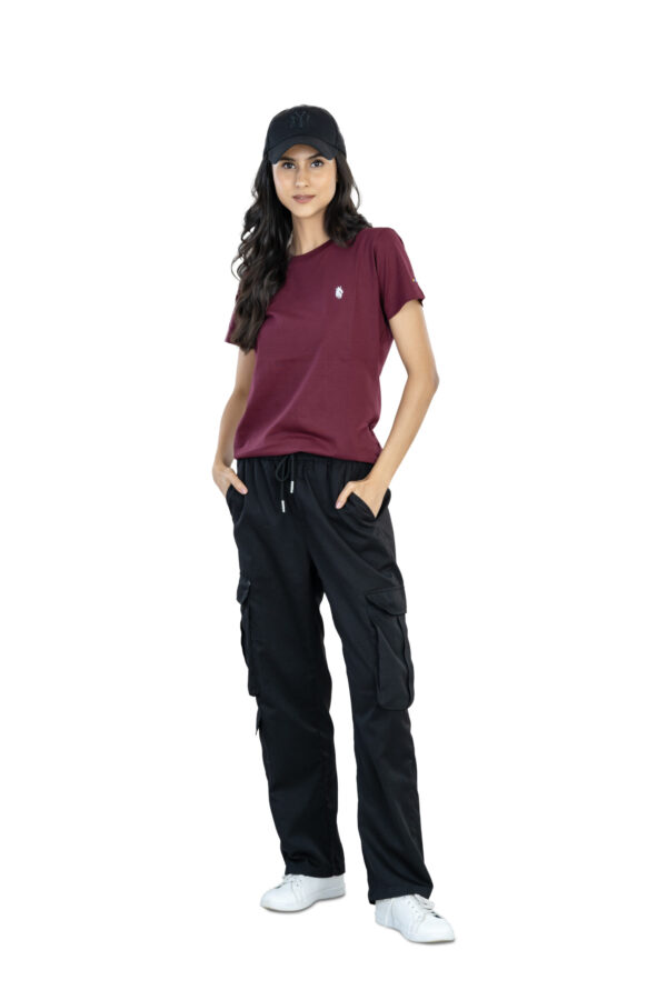 Effortless Elegance Women's 100% Cotton Round Neck T-Shirt for Casual Chic - Burgundy - Image 5
