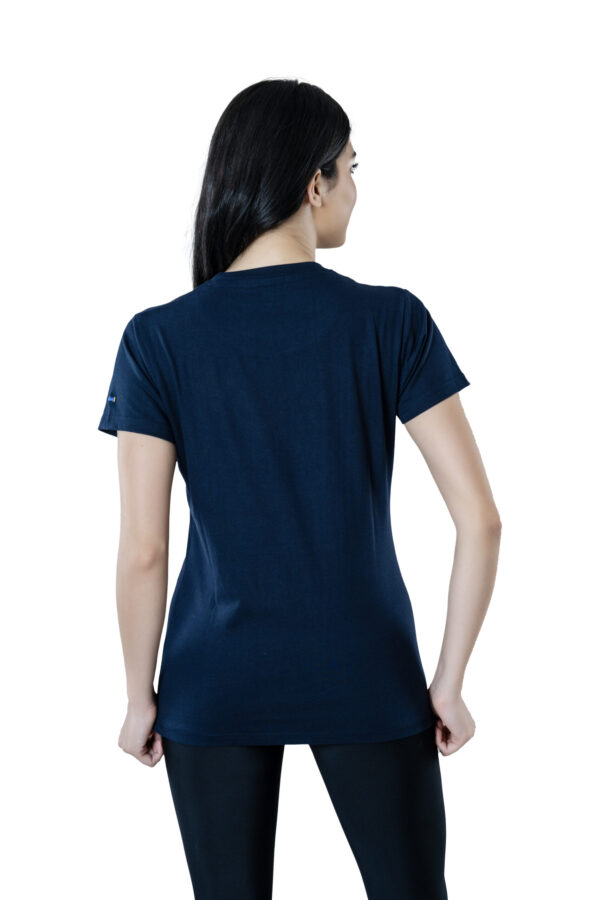 Effortless Elegance Women's 100% Cotton Round Neck T-Shirt for Casual Chic - Navy Blue - Image 6
