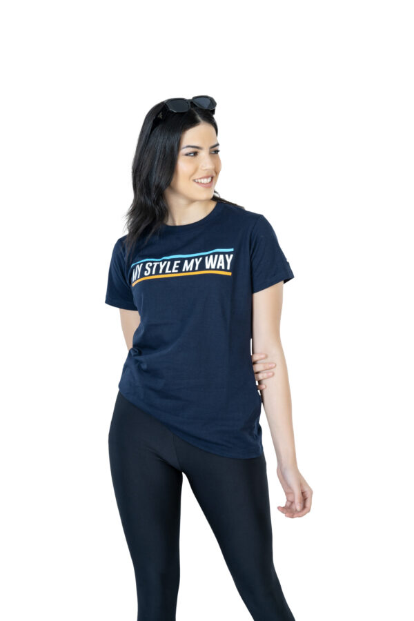 Effortless Elegance Women's 100% Cotton Round Neck T-Shirt for Casual Chic - Navy Blue - Image 3