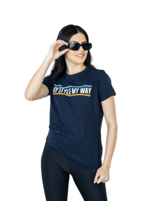 Effortless Elegance Women's 100% Cotton Round Neck T-Shirt for Casual Chic - Navy Blue