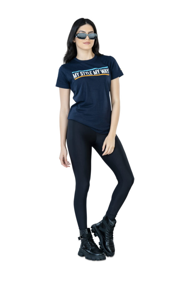 Effortless Elegance Women's 100% Cotton Round Neck T-Shirt for Casual Chic - Navy Blue - Image 4