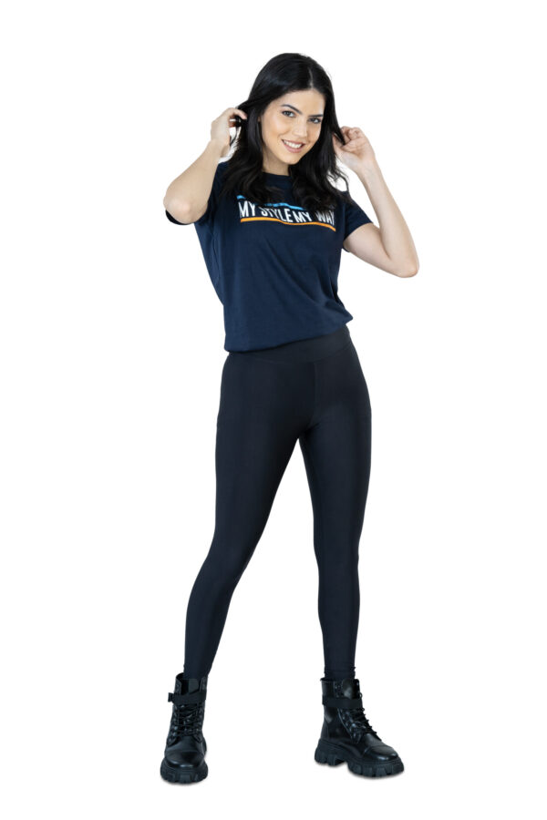 Effortless Elegance Women's 100% Cotton Round Neck T-Shirt for Casual Chic - Navy Blue - Image 5
