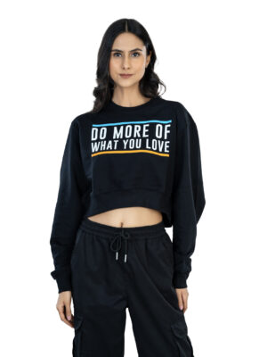Seasonal Bliss Versatile Women's Crop Top – Cotton Comfort for Summer and Winter Chic - Black