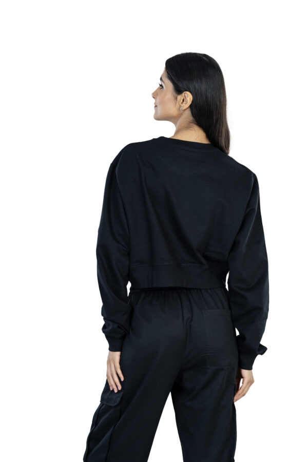 Seasonal Bliss Versatile Women's Crop Top – Cotton Comfort for Summer and Winter Chic - Black - Image 3