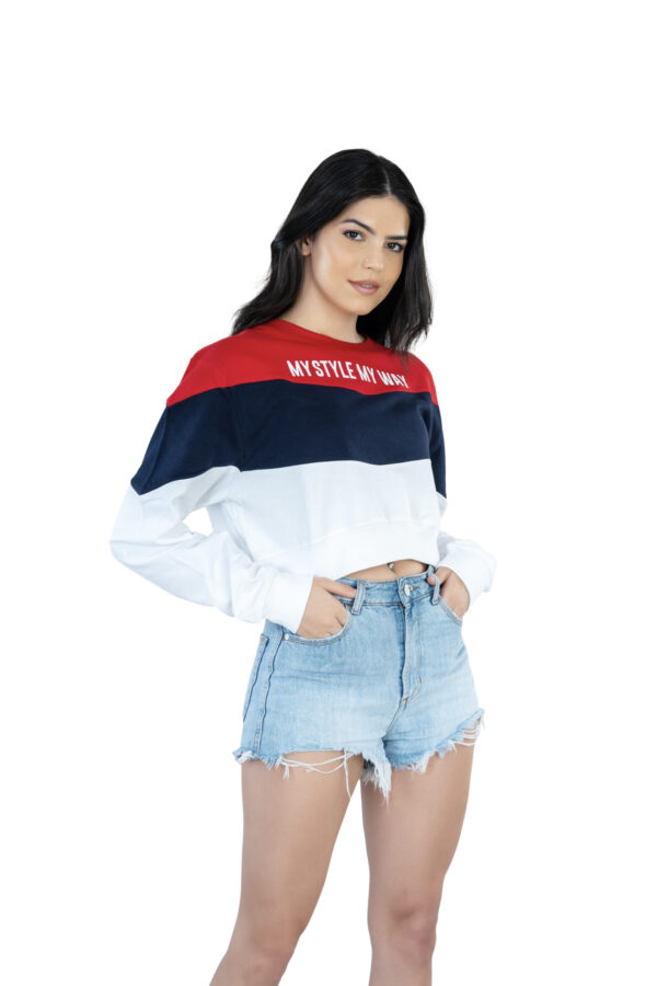Seasonal Bliss Versatile Women's Crop Top – Cotton Comfort for Summer and Winter Chic - Red Blue white - Image 3
