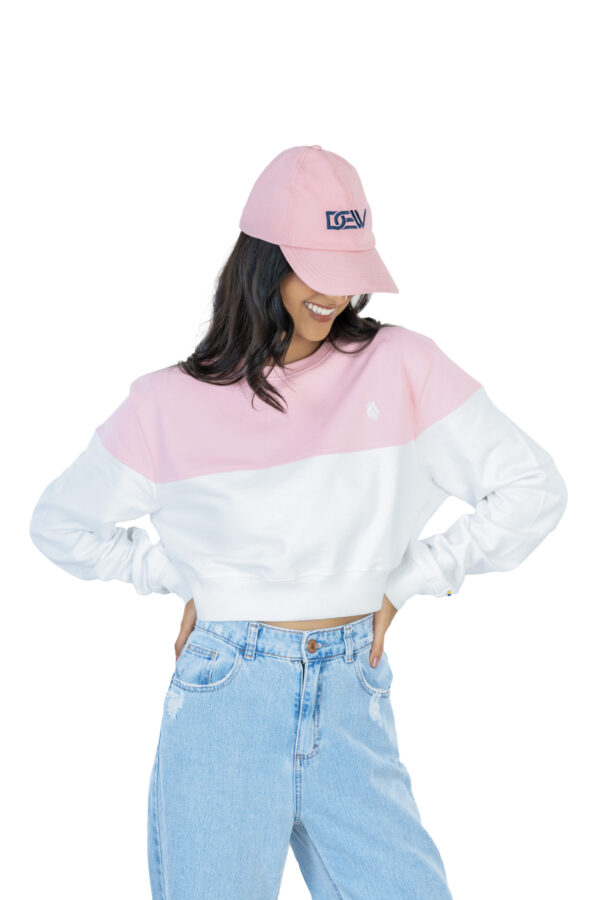 Seasonal Bliss Versatile Women's Crop Top – Cotton Comfort for Summer and Winter Chic - White & Lite pink - Image 3