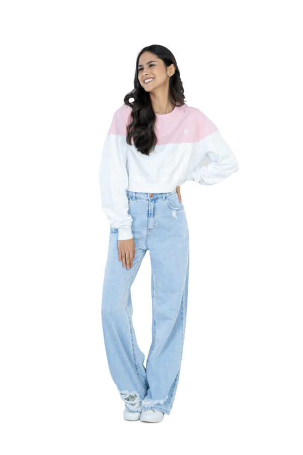 Seasonal Bliss Versatile Women's Crop Top – Cotton Comfort for Summer and Winter Chic - White & Lite pink - Image 4