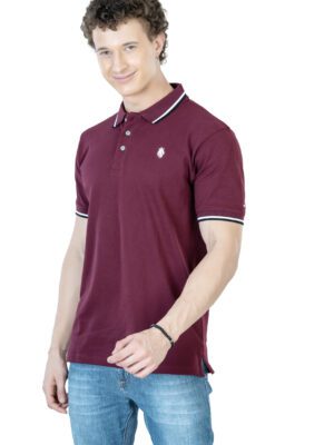 DF Classic Comfort Men's 100% Cotton Polo - Burgundy (2)