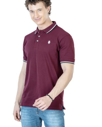 DF Classic Comfort Men's 100% Cotton Polo - Burgundy (2)