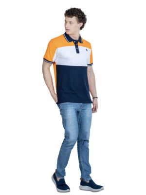 DF Classic Comfort Men's 100% Cotton Polo - Orange white blue (1)