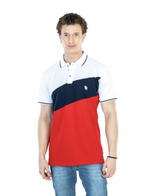 DF Classic Comfort Men's 100% Cotton Polo - Red white blue (1)