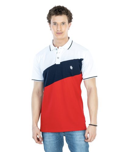 DF Classic Comfort Men's 100% Cotton Polo - Red white blue (1)
