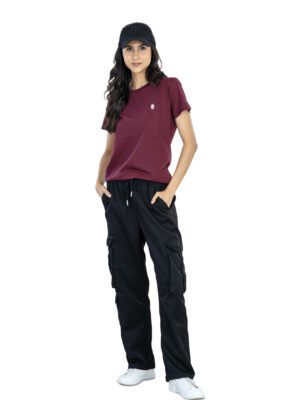 Effortless Elegance Women's 100% Cotton Round Neck T-Shirt for Casual Chic - Burgundy (4)